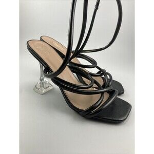YO KI Lace Up Black Heel Shoes Size 8.5